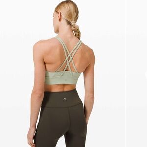 Lululemon Energy Bra High Neck Long Line Rib *Medium Support Green Fern size 6